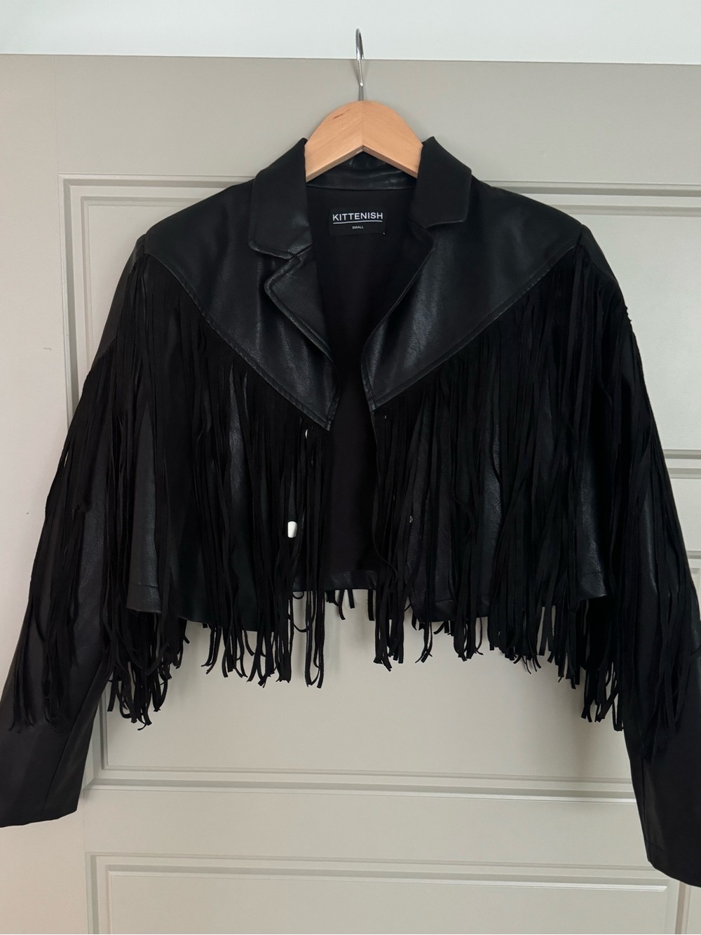Kittenish Black Fringe Leather Jacket